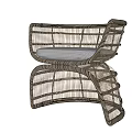 Modern Rattan Leisure Chair With Curved Frame And Gray Cushion Design
