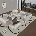 Modern Living Room Interior With Beige Two Seater Sofa Soft Cushions And Throw Blanket