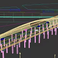 Modern Bridge Over Water With Cars And Illuminated Structure At Dusk