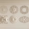 Gypsum lamp panel carved lamp panel chandelier base round lamp panel gypsum component 3d model