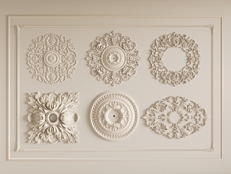 Gypsum lamp panel carved lamp panel chandelier base round lamp panel gypsum component 3d model