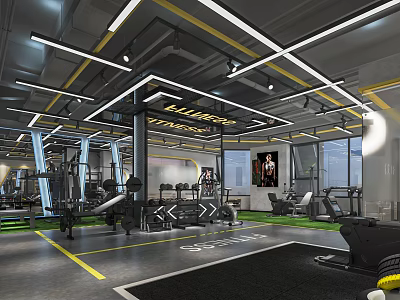 Industrial LOFT gym treadmill fitness equipment spinning exercise equipment 3d model
