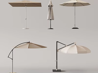 Different Styles Of Outdoor Patio Umbrella With Various Designs And Bases 3d model