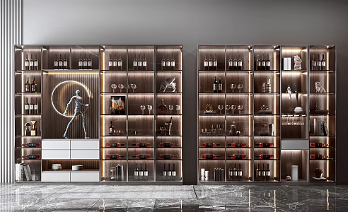 Light Luxury Wine Cabinet Glass Wine Cabinet 3d model