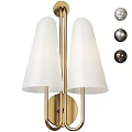 Modern Double Wall Mounted Sconce With White Cone Shaped Shades And Metal Bracket