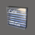 Illuminated Café Lightbox With Perk Up Revitalize Text And Transparent Design