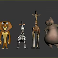 Cartoon Animal Characters Including Lion Zebra Giraffe And Pig Standing Together