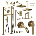 Modern Black Bathroom And Kitchen Faucet Set With Shower Heads And Handles