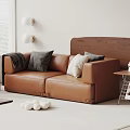 Double Sofa Leather Sofa Casual Sofa Fabric Pillow Blanket Bookshelf Wall Lamp Side Table 3d model
