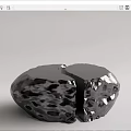 Stone and Metal Coffee Table with Split Design and Textured Surface 3d model