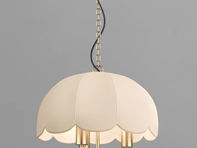 Modern Ivory Chandelier With Umbrella Shaped Scalloped Edges And Gold Metal Base 3d model