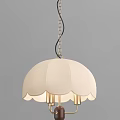 Modern Ivory Chandelier With Umbrella Shaped Scalloped Edges And Gold Metal Base