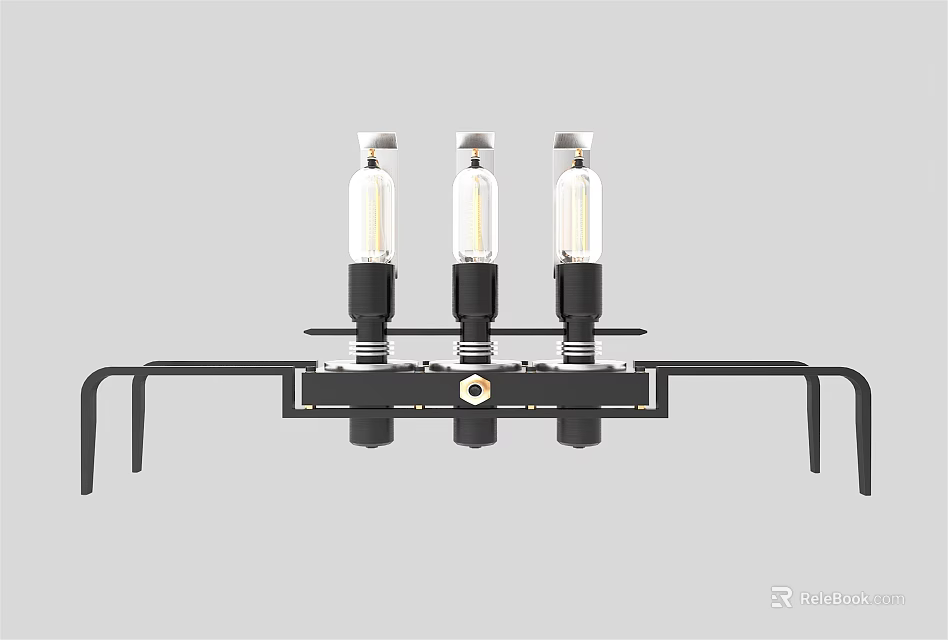 Modern Industrial Chandelier With Black Metal Frame Three Bulbs For Living Room Dining Lighting 3d model 