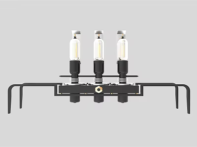 Modern Industrial Chandelier With Black Metal Frame Three Bulbs For Living Room Dining Lighting 3d model