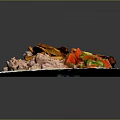 Delicious Grilled Ribs With Crispy Fries Rice And Fresh Tomato Salad