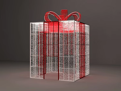 Transparent Gift Box Photo Spot With Red Bow And Lattice Structure 3d model