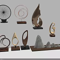 Modern Decorative Furniture Ornaments With Abstract Shapes Wooden Bases And Different Colors