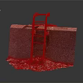 Concrete Block Structure With Rusted Metal Ladder And Surrounding Small Stones
