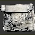 White Stone Ganesha Statue With Intricate Carvings Decorative Headdress And Base