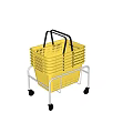 Yellow Household Shopping Cart With Stackable Baskets White Frame And Black Wheels