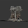 Natural Plant Structure Made of Branches and Vines on Grass with Stones Base