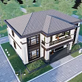 Modern rural self-built villas 3d model