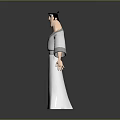 Man in Traditional White Robe With Gray Accents 3D Model Standing Pose