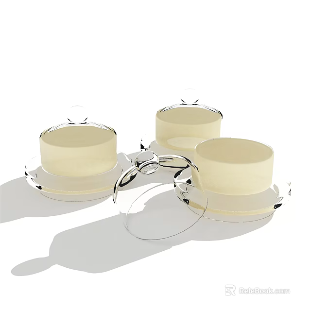 Three White Cups With Transparent Lids And Elegant Design On White Background 3d model 