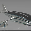 Futuristic Shark Like Aircraft With Streamlined Silver And Blue Aerodynamic Design