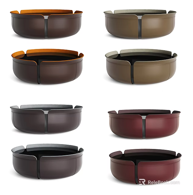 Round Modern Coffee Tables in Various Colors with Divided Sections and Leather Like Material 3d model 
