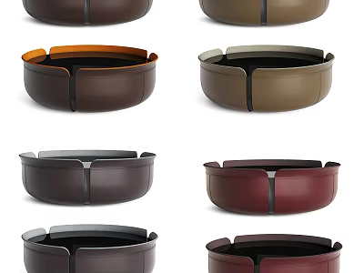Round Modern Coffee Tables in Various Colors with Divided Sections and Leather Like Material 3d model