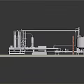 Industrial Equipment 3D Model With Metal Frame Storage Tanks And Pipeline System