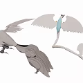 Flying Animal Models Featuring Spread Wings Standing Posture And Feathered Structure 3d model