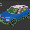 Blue Compact SUV Exterior Design With White Roof And Black Wheels
