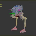 Mechanical Four Legged Robot Featuring Red Light And Weapon Components