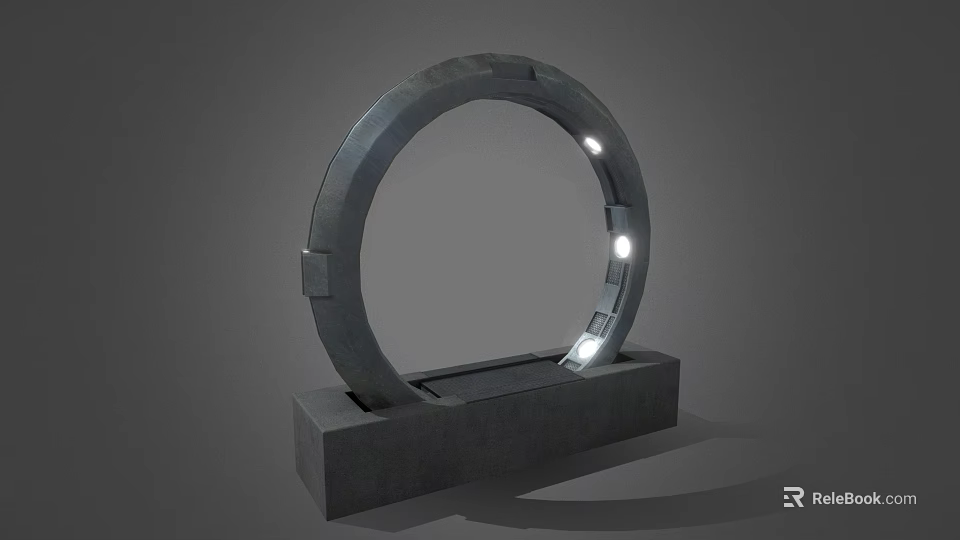 Modern Circular Decorative Structure With Concrete Pedestal Base And Illuminated Lights 3d model 