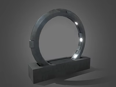 Modern Circular Decorative Structure With Concrete Pedestal Base And Illuminated Lights 3d model