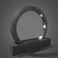 Modern Circular Decorative Structure With Concrete Pedestal Base And Illuminated Lights