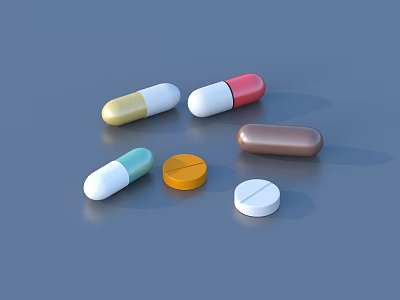 Colorful Medication Tablets And Capsules In Various Shapes As Daily Living Supplies 3d model