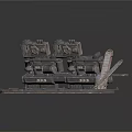 Large Industrial Mechanical Equipment On Metal Platform With Pipes And Tools