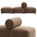 Modern Brown Fabric Modular Sofa Stools With Cylindrical Cushion And Multiple Sections 3d model