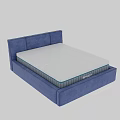 Modern Double Bed With Blue Upholstered Frame And White Comfortable Mattress 3d model