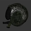 Green Aviation Helmet With Black Visor Metal Parts And Straps