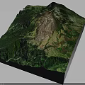Detailed 3D Terrain Model With Green Vegetation Mountain Peak And Valleys