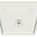 Elegant Ceiling Light Panel With Ornamental Details And White Pendant Lights On Ceiling 3d model