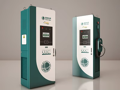 State Grid Electric Vehicle Charging Stations With Display Screen And Charging Gun 3d model