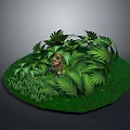 Jungle Adventurer Character Amidst Lush Tropical Plants And Green Grass Terrain