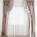 Elegant Light Brown Curtains With White Sheer Layers And Pleated Design