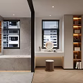 Modern Walk In Closet Design With Glass Doors And Organized Clothes Storage