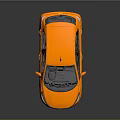 Orange Compact Hatchback Car With Modern Design And Black Wheels Windows